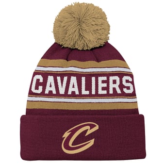 Youth Outerstuff  Wine Cleveland Cavaliers Backboard Jacquard Cuffed Knit Hat with Pom
