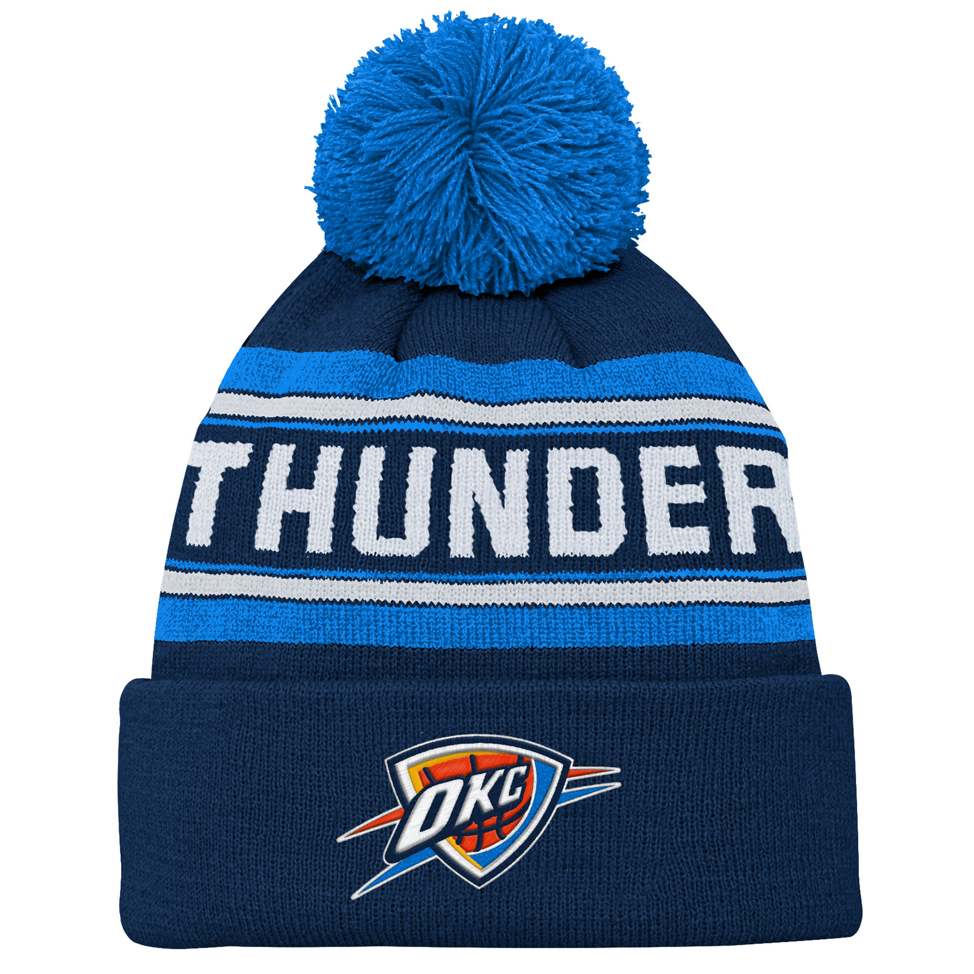 Backboard Jacquard Cuffed Knit Hat with Pom Outerstuff  Navy Oklahoma City Thunder Backboard Jacquard Cuffed Knit Hat with Pom