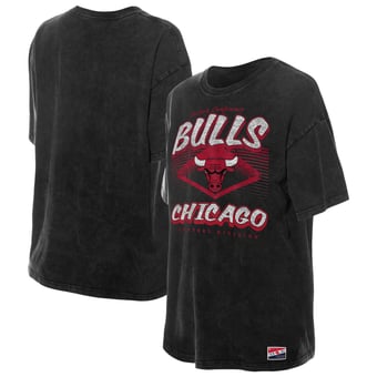 Women's New Era  Black Chicago Bulls Throwback Mineral Wash Oversized T-Shirt