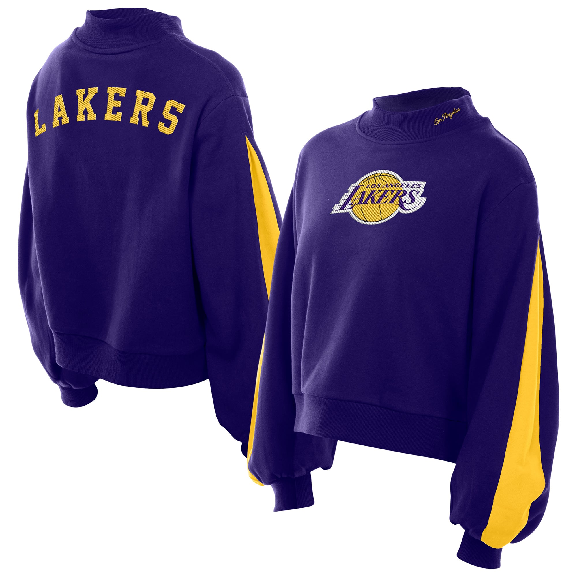Women's New Era Purple Los Angeles Lakers Sport Night Balloon Sleeves Sweatshirt