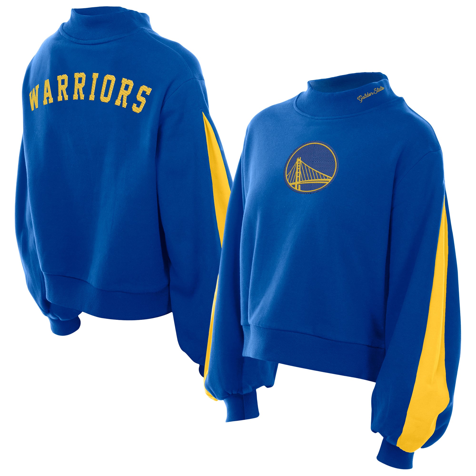 Women's New Era Royal Golden State Warriors Sport Night Balloon Sleeves Sweatshirt