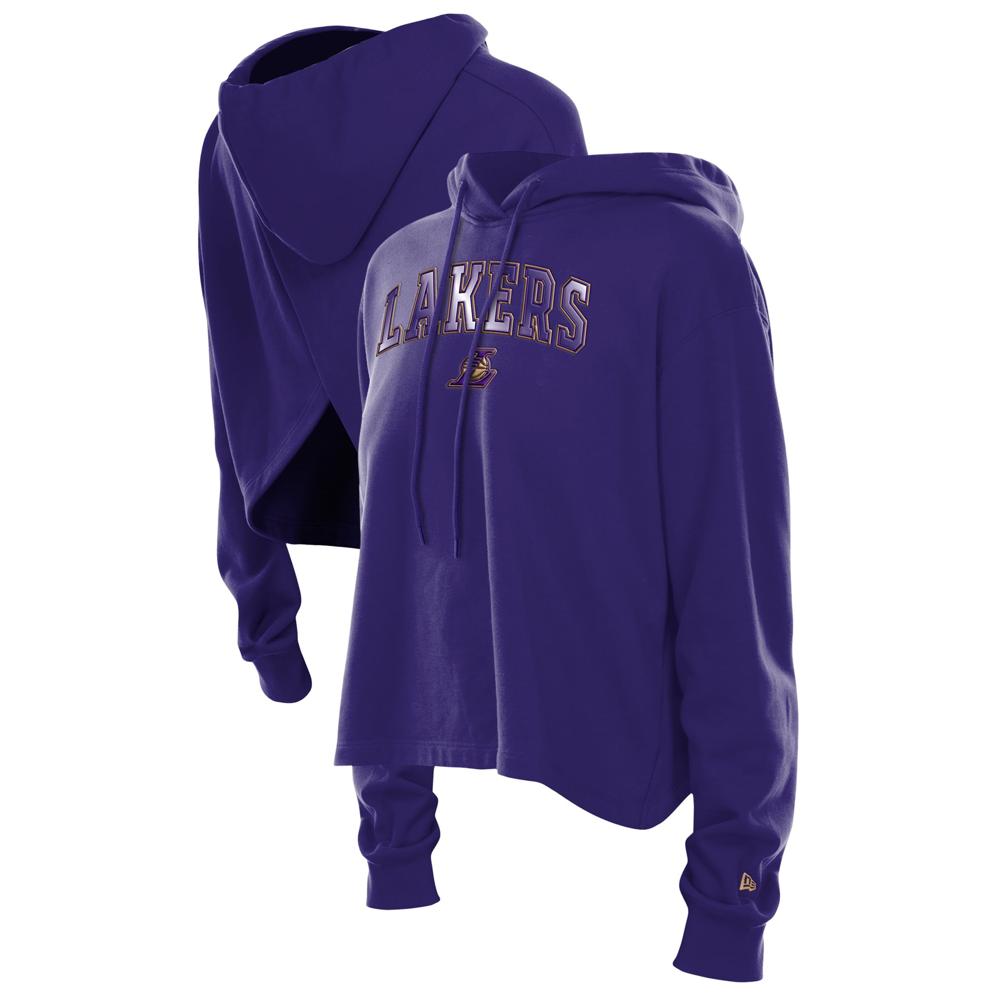 Women's New Era Purple Los Angeles Lakers Glam Game Open Back Hoodie