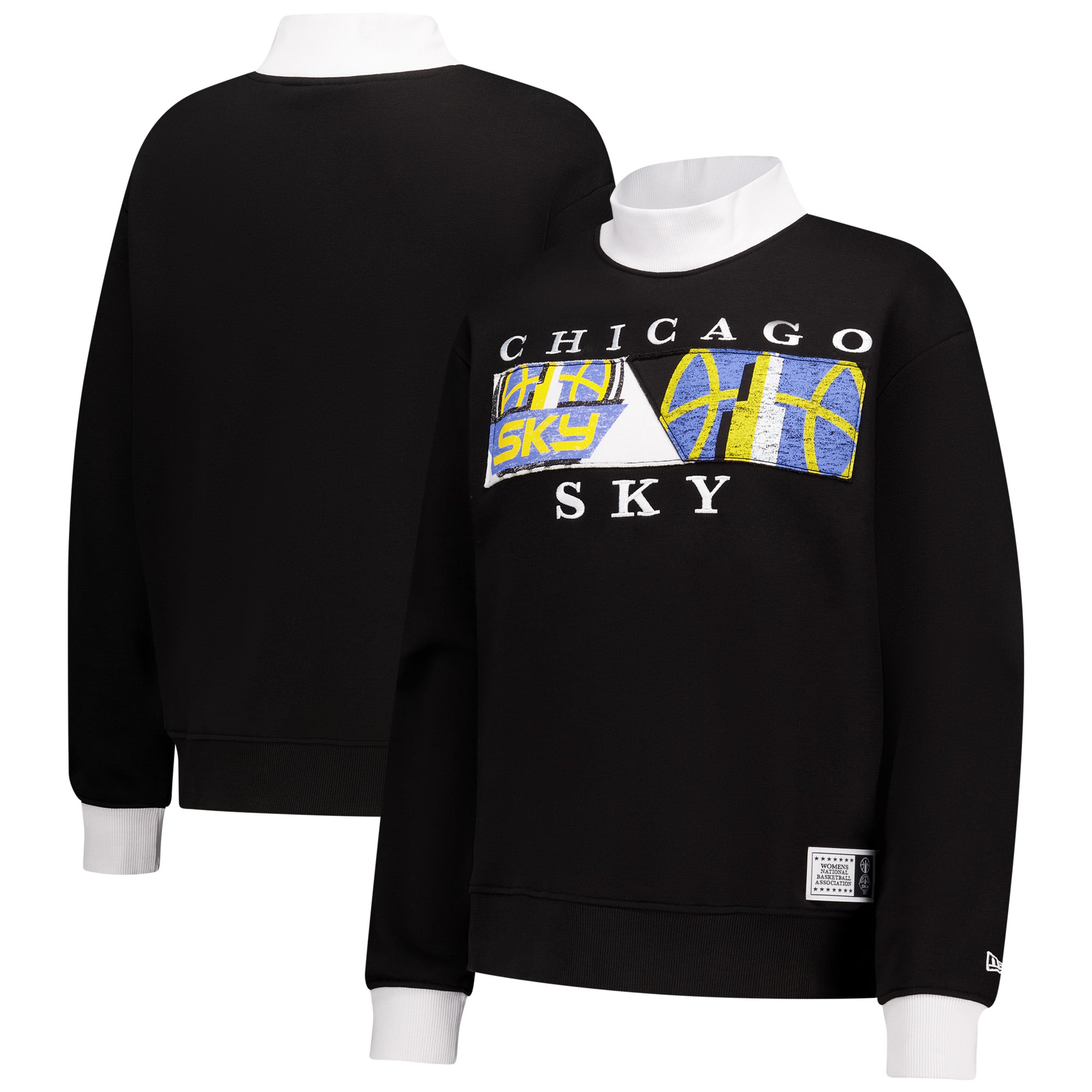 Women's New Era Black Chicago Sky Split Cropped Mock Neck Sweatshirt