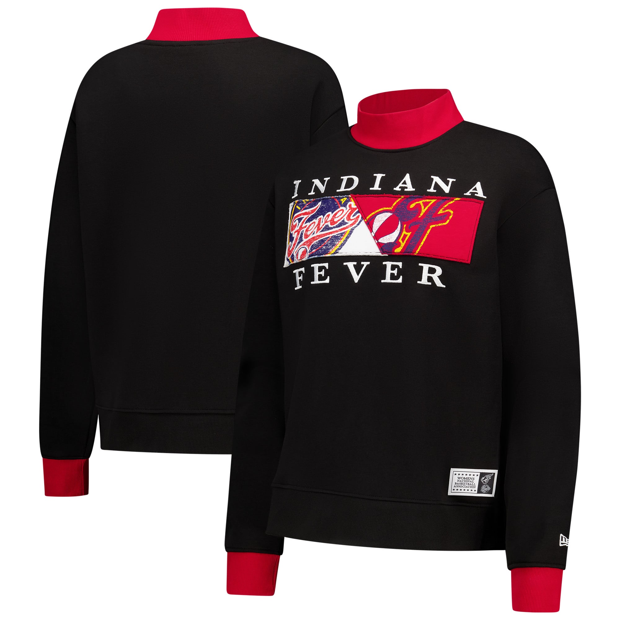 Women's New Era Black Indiana Fever Split Cropped Mock Neck Sweatshirt