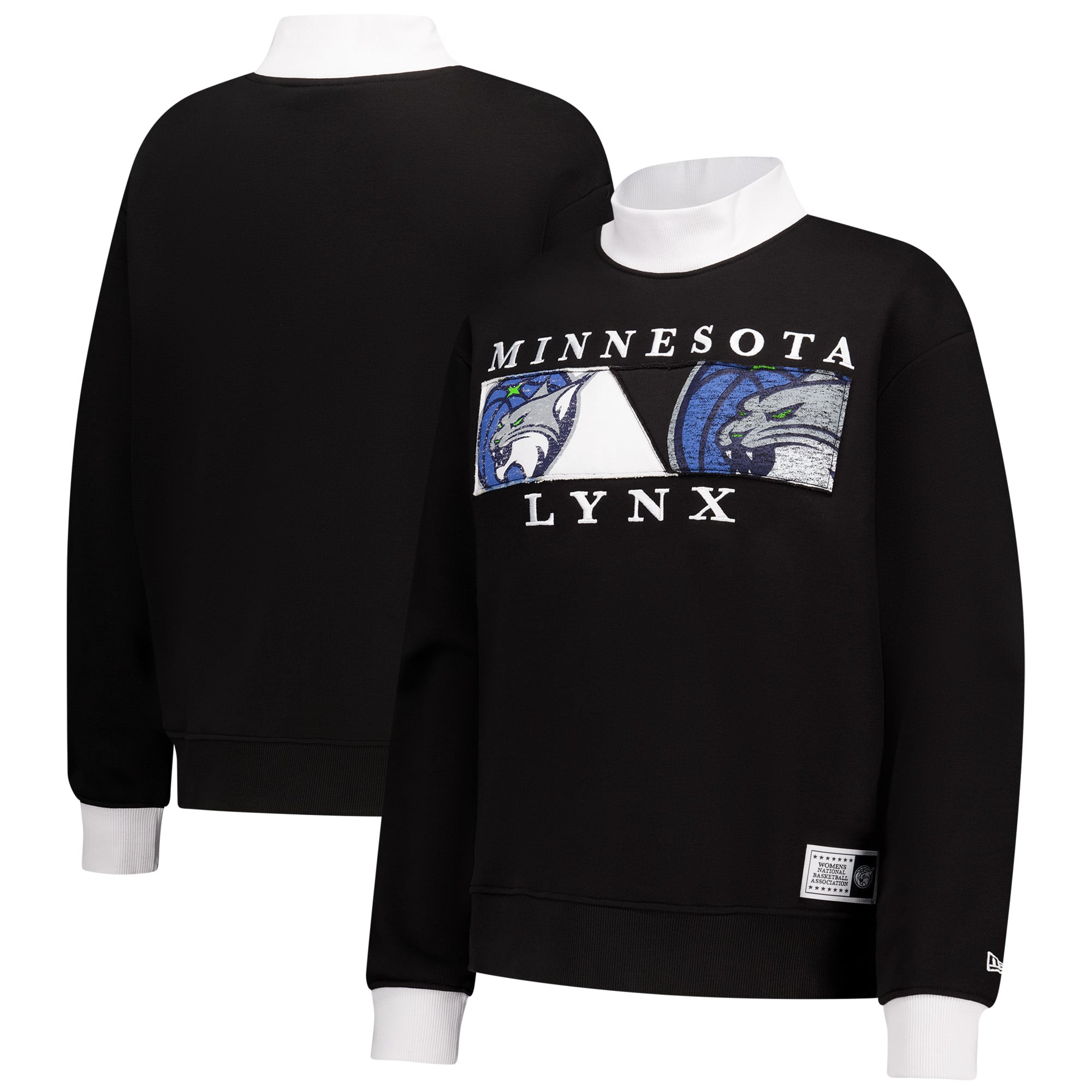 Women's New Era  Black Minnesota Lynx Split Cropped Mock Neck Sweatshirt