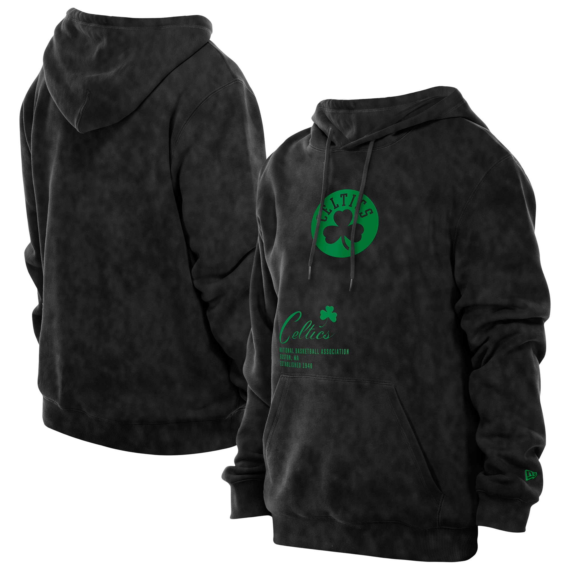 Men's New Era  Black Boston Celtics Sport Night Mineral Wash Pullover Hoodie