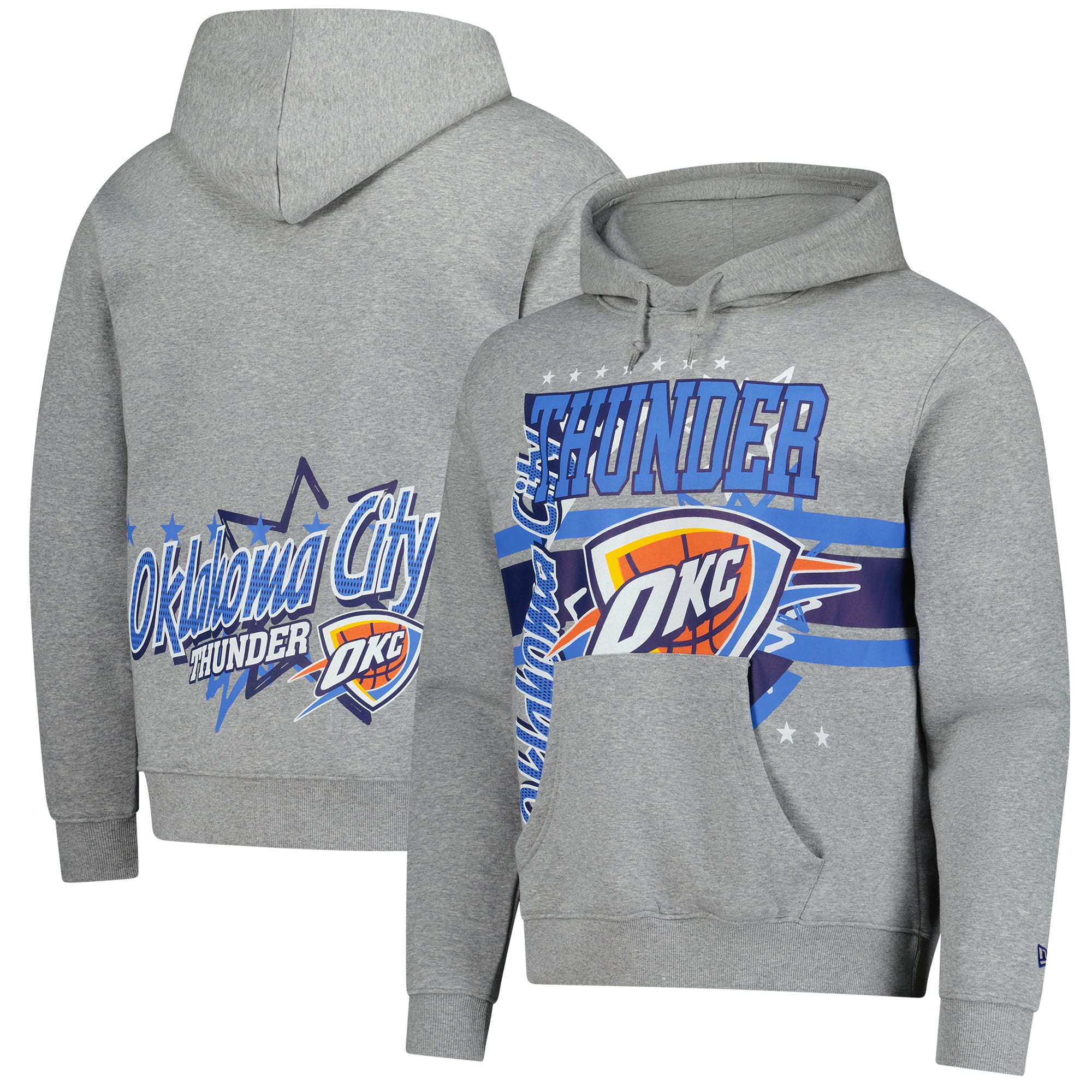 Men's New Era Heather Gray Oklahoma City Thunder Injection Sport Classics Fleece Hoodie