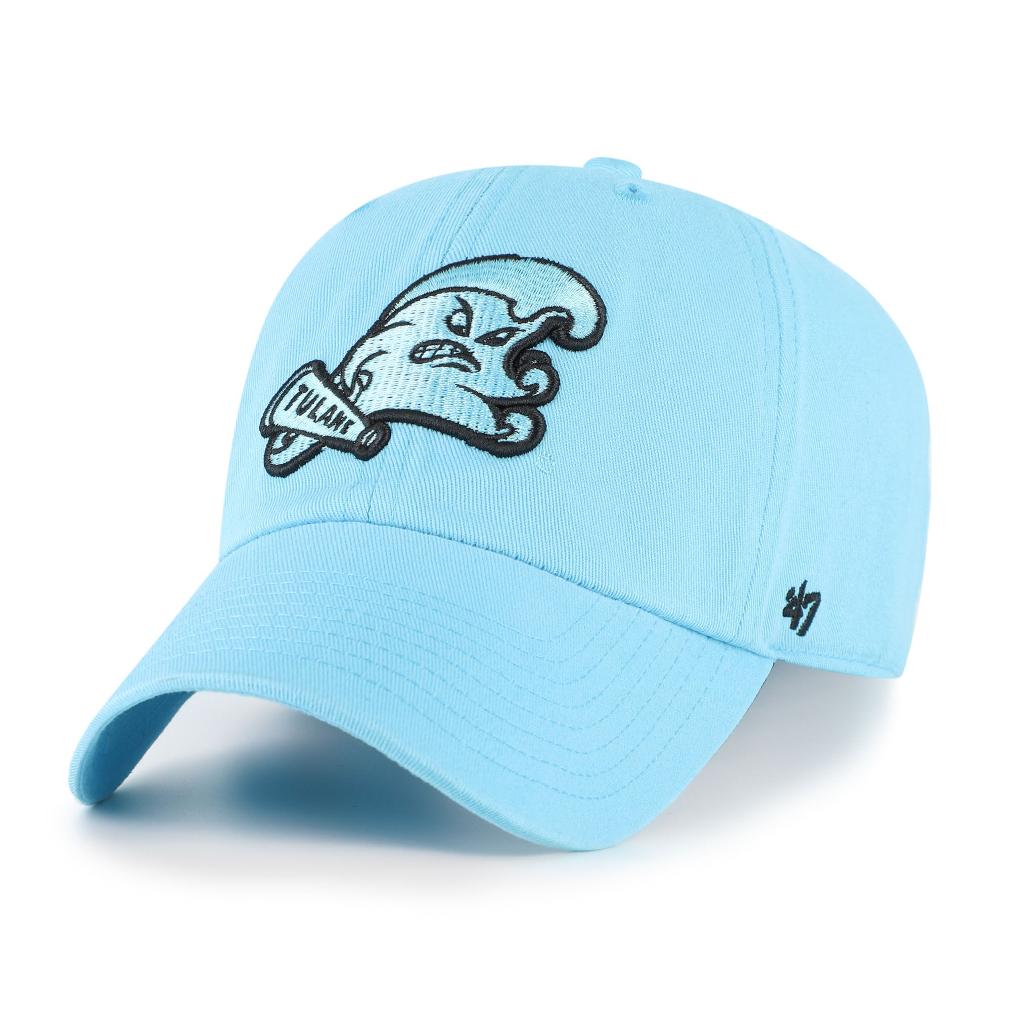 Unisex '47  Coastal Blue Tulane Green Wave Mascot Clean Up Adjustable Hat