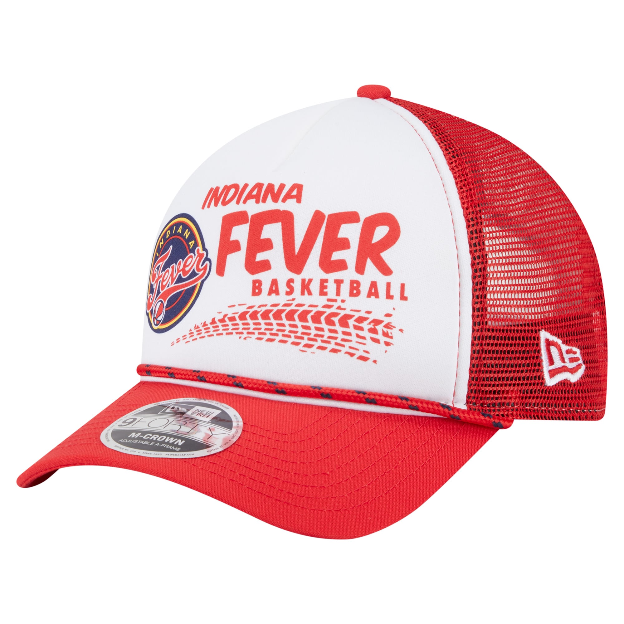 Unisex New Era White/Red Indiana Fever 9FORTY A-Frame Graphic Trucker Hat