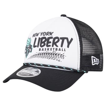 Unisex New Era  White/Black New York Liberty 9FORTY A-Frame Graphic Trucker Hat