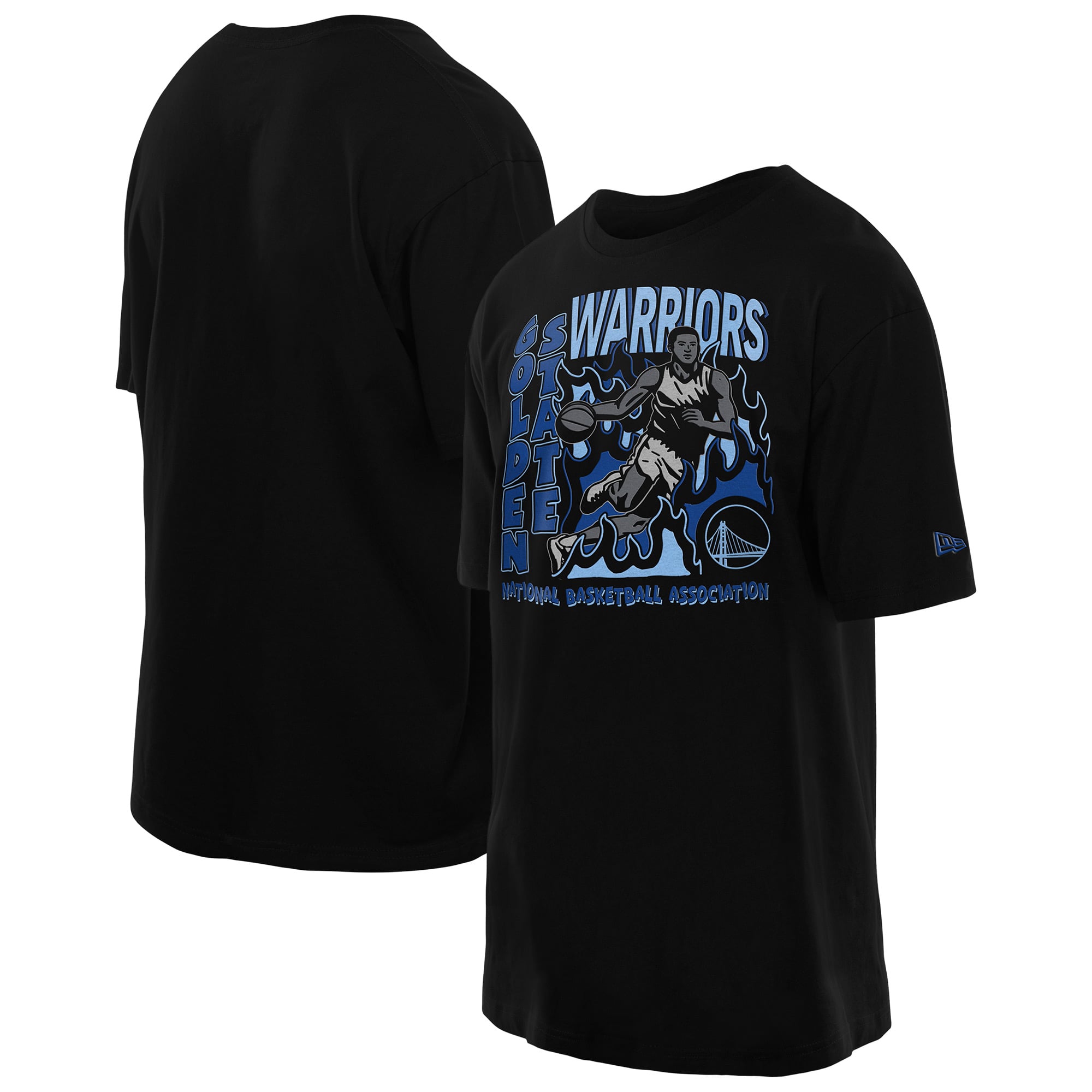 Men's New Era Black Golden State Warriors Oversized Whoosh T-Shirt