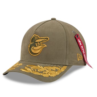 Men's New Era x Alpha Industries  Olive Baltimore Orioles A-Frame 9FORTY Adjustable Hat