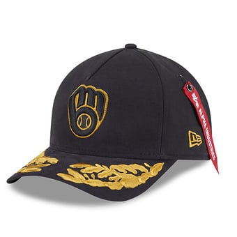 Men's New Era x Alpha Industries  Black Milwaukee Brewers A-Frame 9FORTY Adjustable Hat