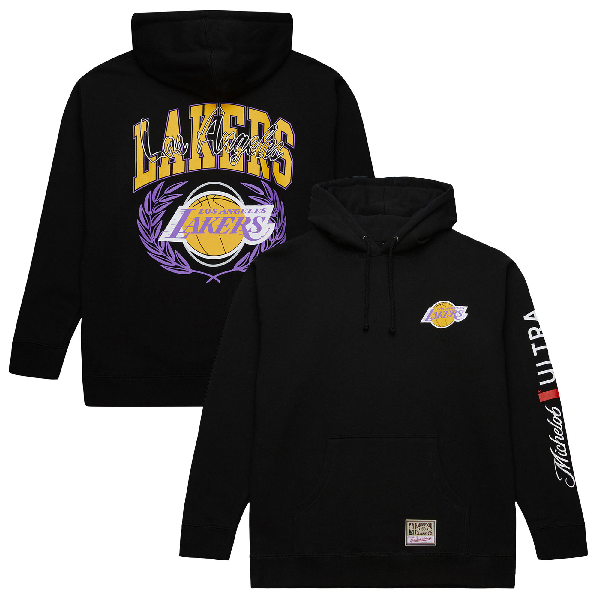 Men's Mitchell & Ness Black Los Angeles Lakers NBA x Michelob Ultra Swish & Sip Pullover Hoodie