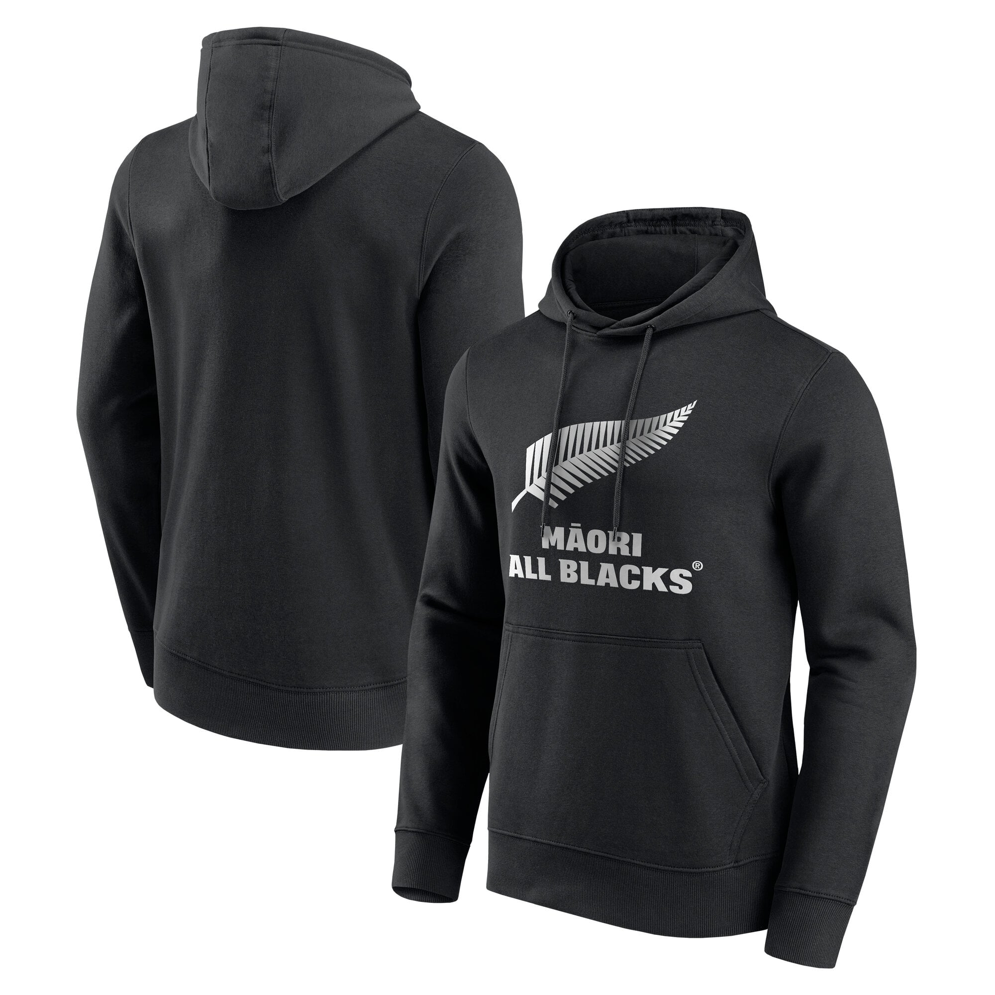 Felpa con cappuccio con grafica del logo primario Maori All Blacks - Nero