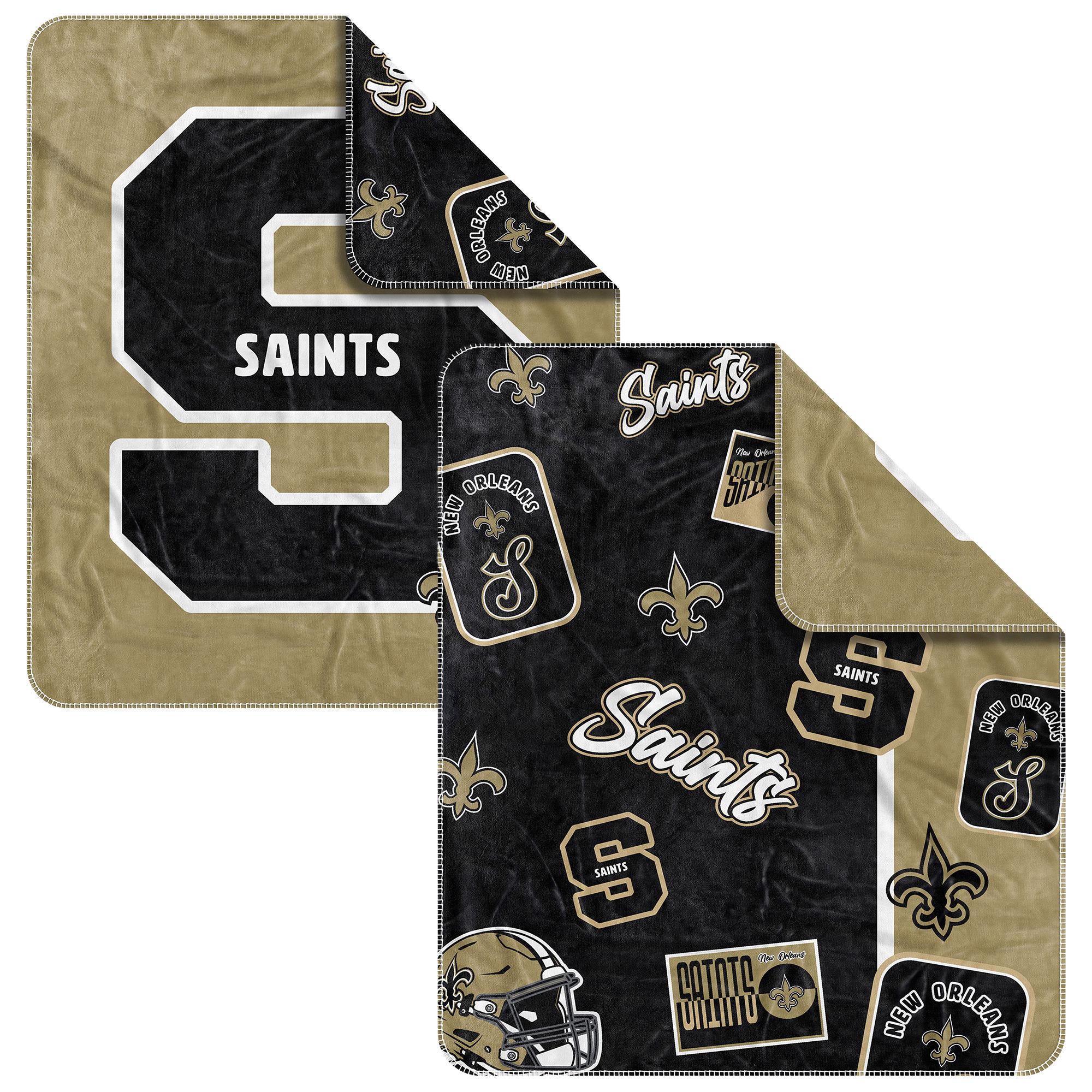 Logo Brands - New Orleans Saints 50- x 60- Dream Weave Throw Blanket - Black