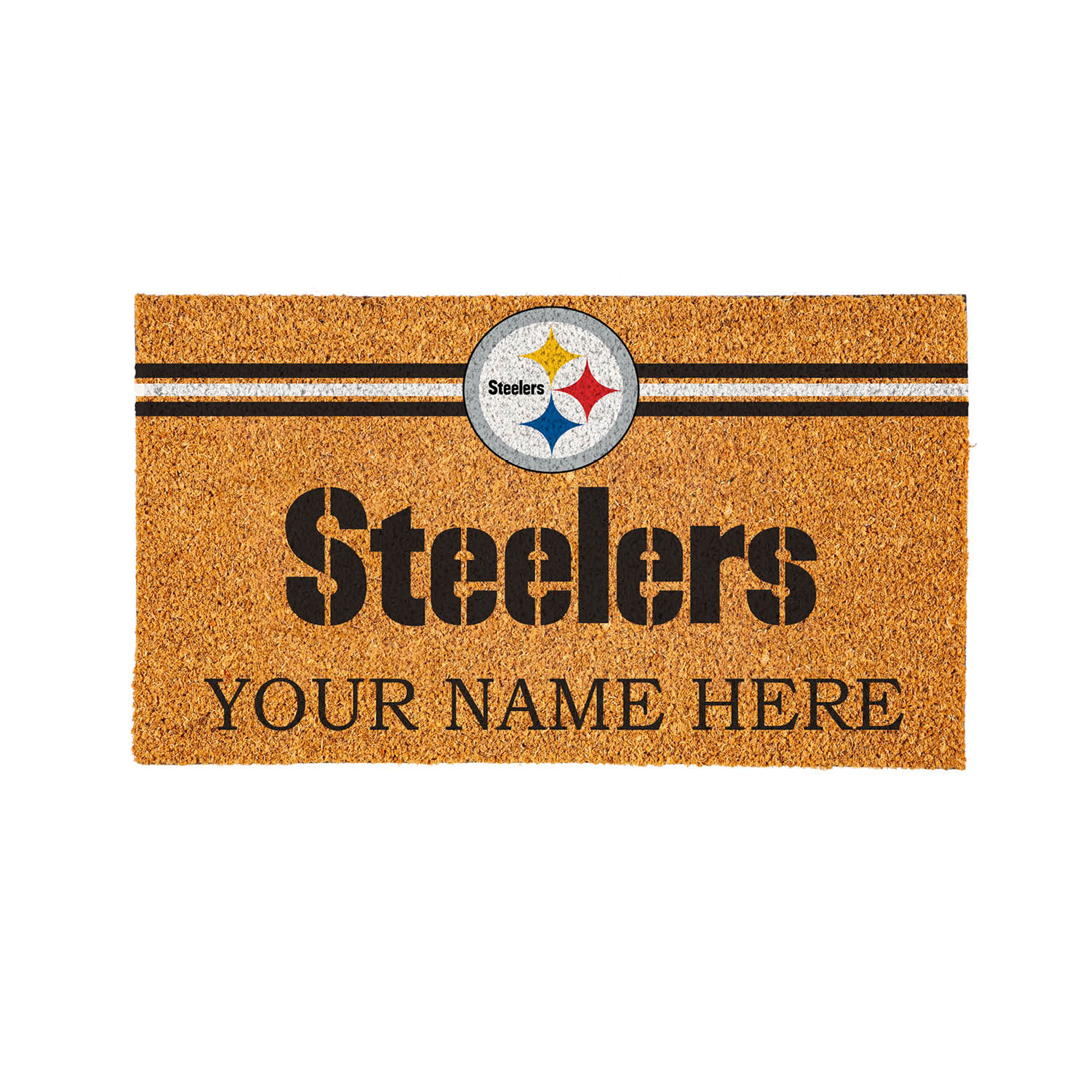 Pittsburgh Steelers 28" x 16" Personalized Team Logo Outdoor Coir Mat