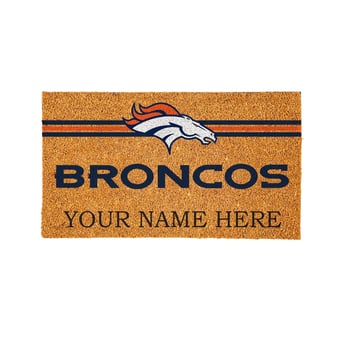 Denver Broncos 28" x 16" Personalized Team Logo Outdoor Coir Mat