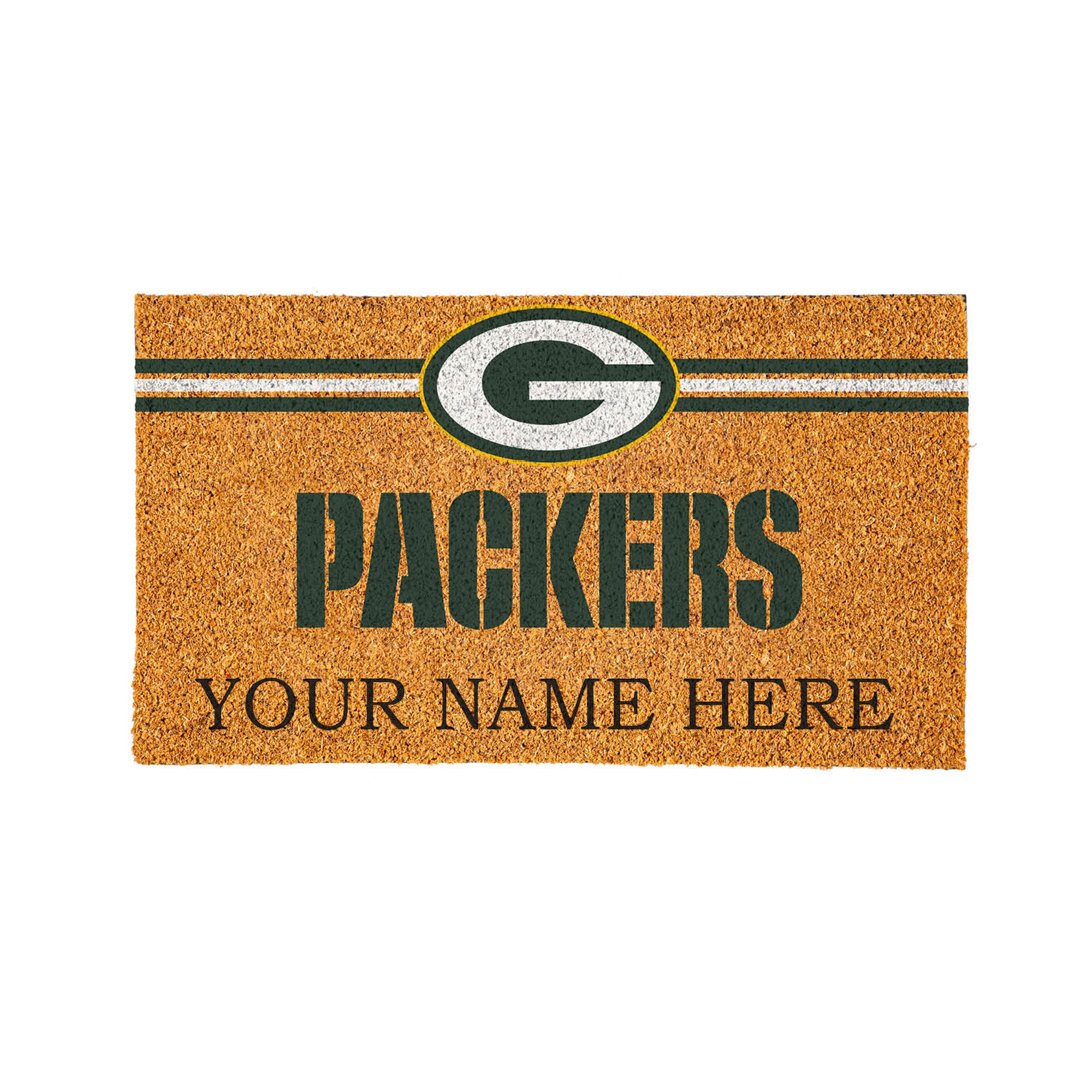 Green Bay Packers 28" x 16" Personalized Team Logo Outdoor Coir Mat