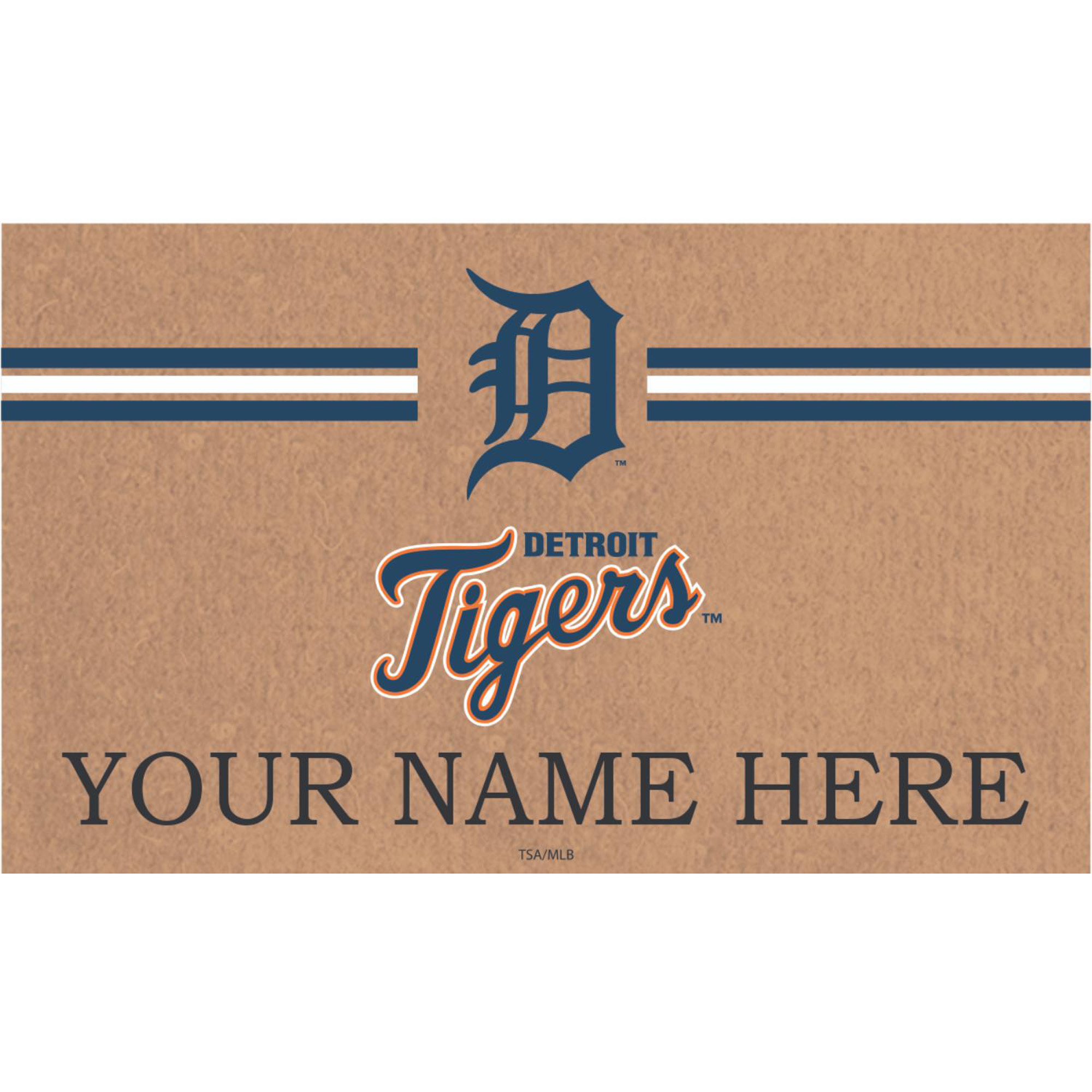Detroit Tigers 28" x 16" Personalized Team Logo Outdoor Coir Mat