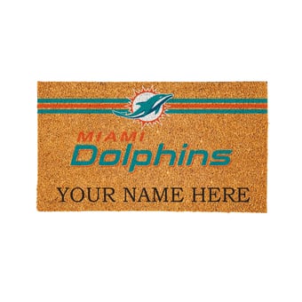 Miami Dolphins 28" x 16" Personalized Team Logo Outdoor Coir Mat