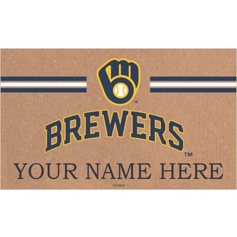 Milwaukee Brewers 28" x 16" Personalized Team Logo Outdoor Coir Mat