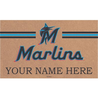 Miami Marlins 28" x 16" Personalized Team Logo Outdoor Coir Mat