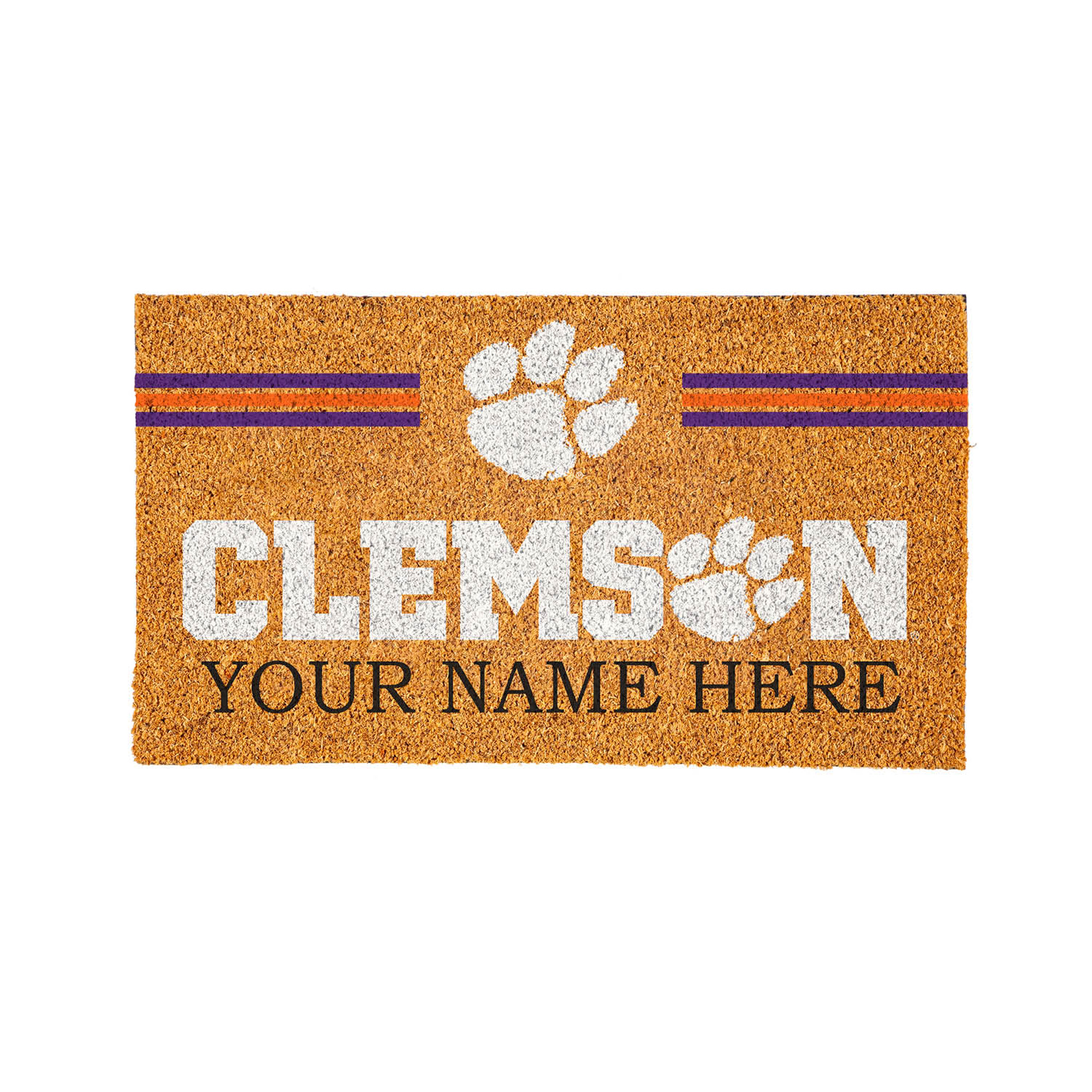 Clemson Tigers 28" x 16" Personalized Team Logo Outdoor Coir Mat