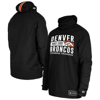 Men's New Era Black Denver Broncos Functional Fandom Balaclava Helmet Stripe Tri-Blend Hoodie