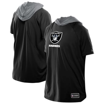 Men's New Era  Black Las Vegas Raiders Combine Authentic Hooded Raglan Short-Sleeve T-Shirt