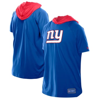 Men's New Era  Royal New York Giants Combine Authentic Hooded Raglan Short-Sleeve T-Shirt