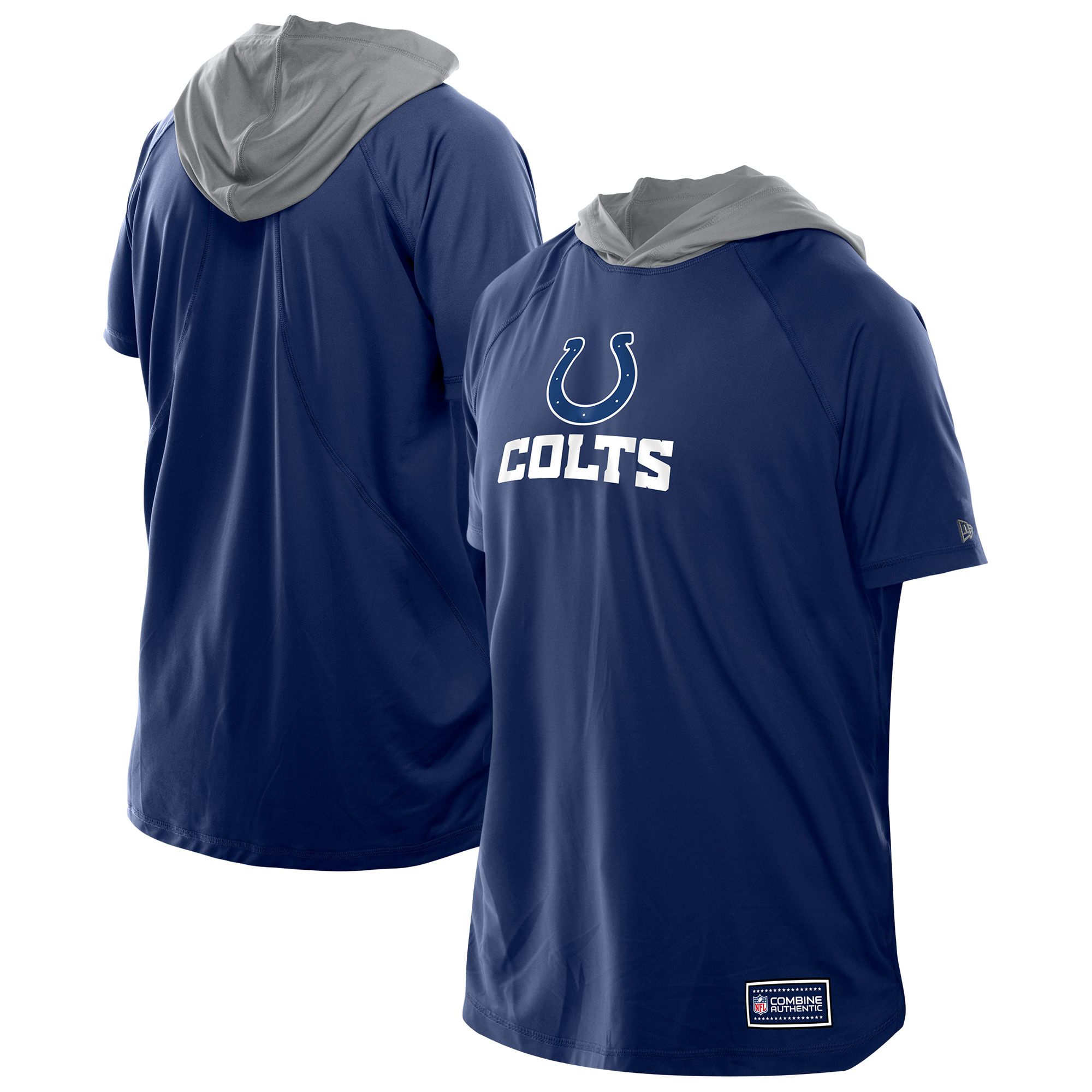 Men's New Era Royal Indianapolis Colts Combine Authentic Hooded Raglan Short-Sleeve T-Shirt