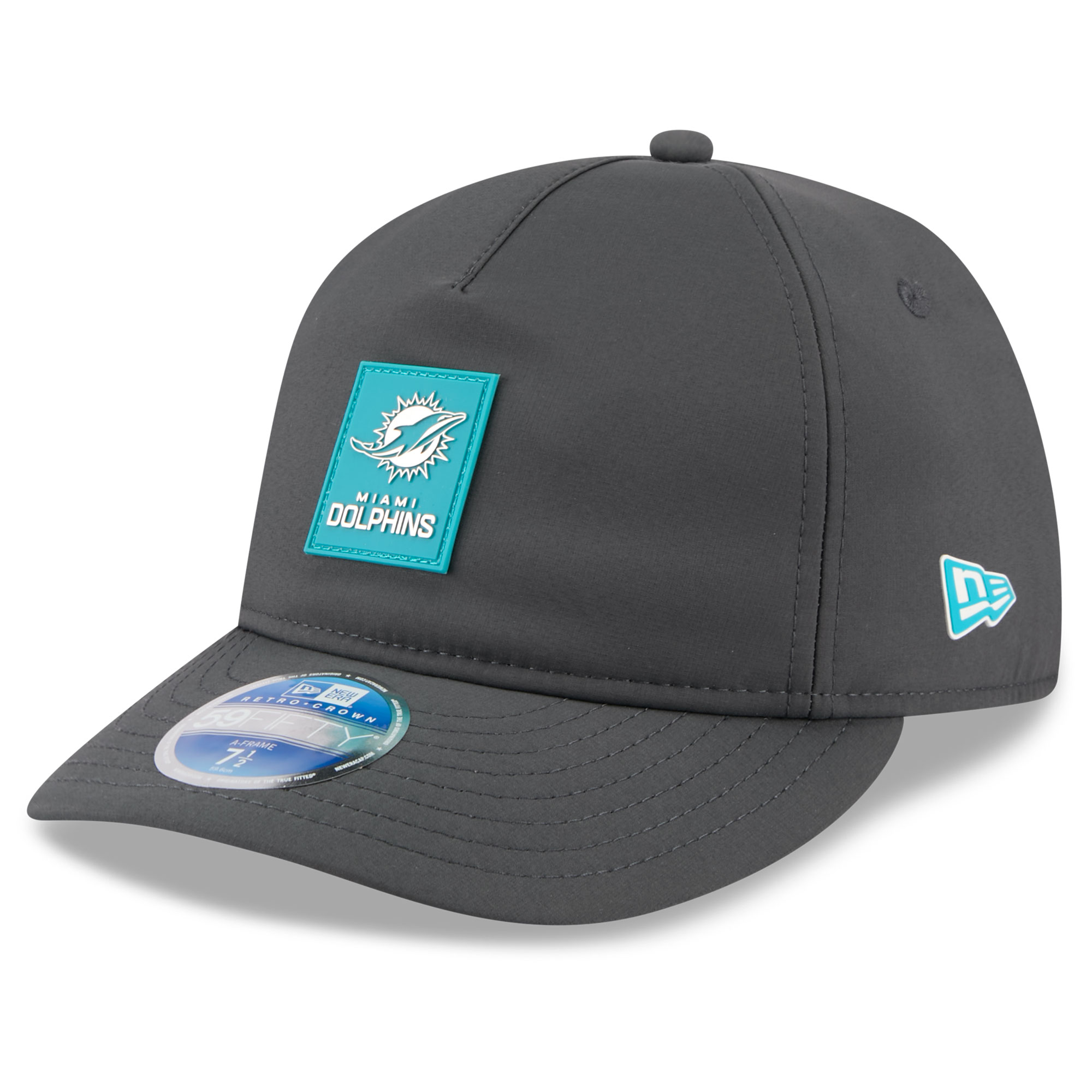 Men's New Era Charcoal Miami Dolphins 2025 Sideline Cold Weather Retro Crown 59FIFTY Fitted Hat
