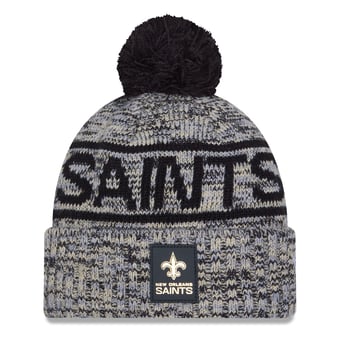 Men's New Era Black New Orleans Saints 2025 Sideline Cold Weather Cuffed Knit Hat with Pom