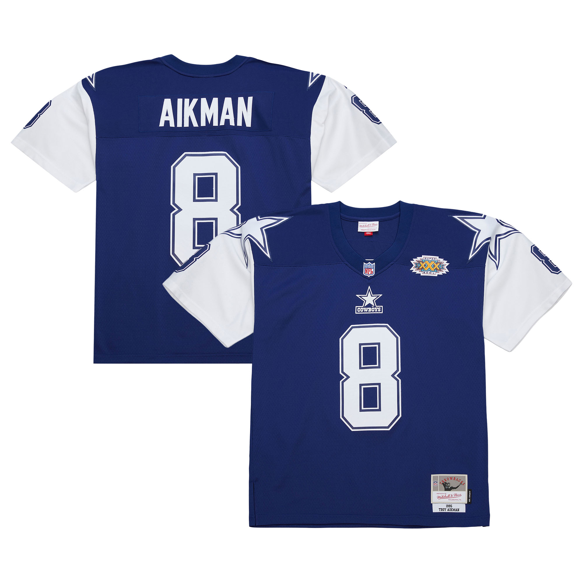 Men's Mitchell & Ness Troy Aikman Navy Dallas Cowboys 1995 Legacy Replica Jersey