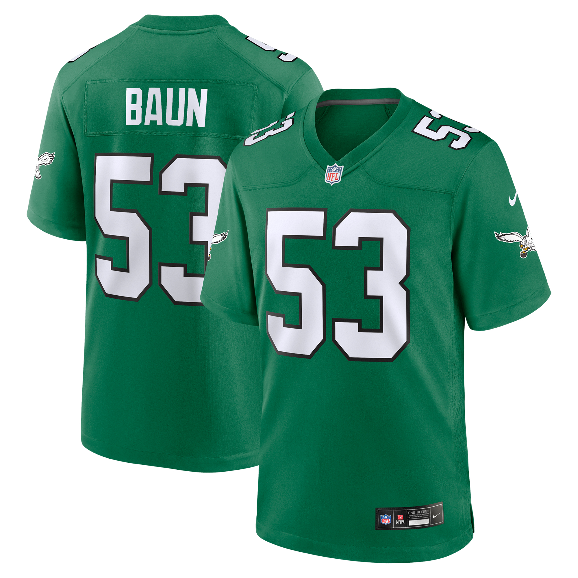 Men's Nike Zack Baun Kelly Green Philadelphia Eagles Alternate Game Jersey