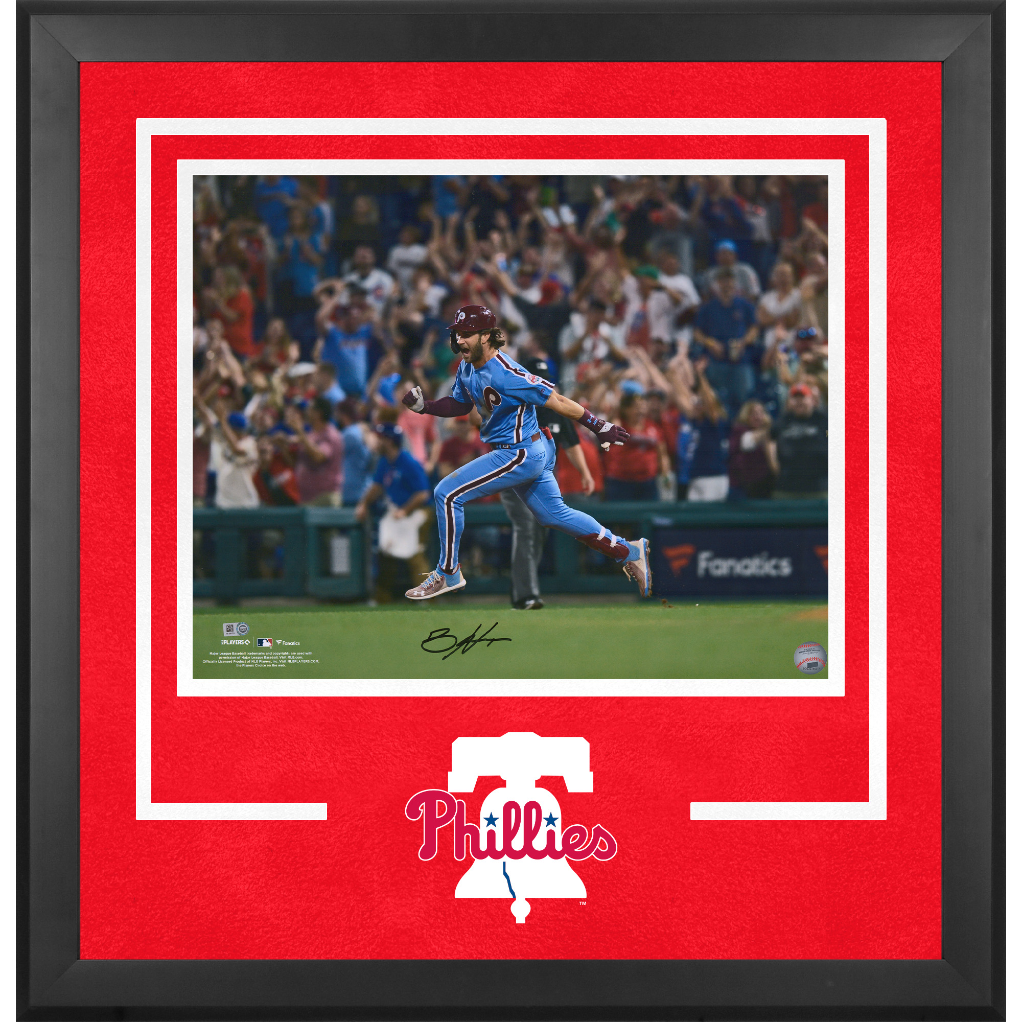Bryce Harper Philadelphia Phillies Autographed Deluxe Framed 16" x 20" Running Bases After Grand Slam Photograph: retailer-supplied image