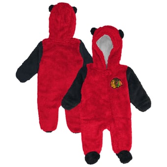 Infant & Newborn Outerstuff Red Chicago Blackhawks Stay Napping Fleece Bunting Full-Zip Hooded Sleeper