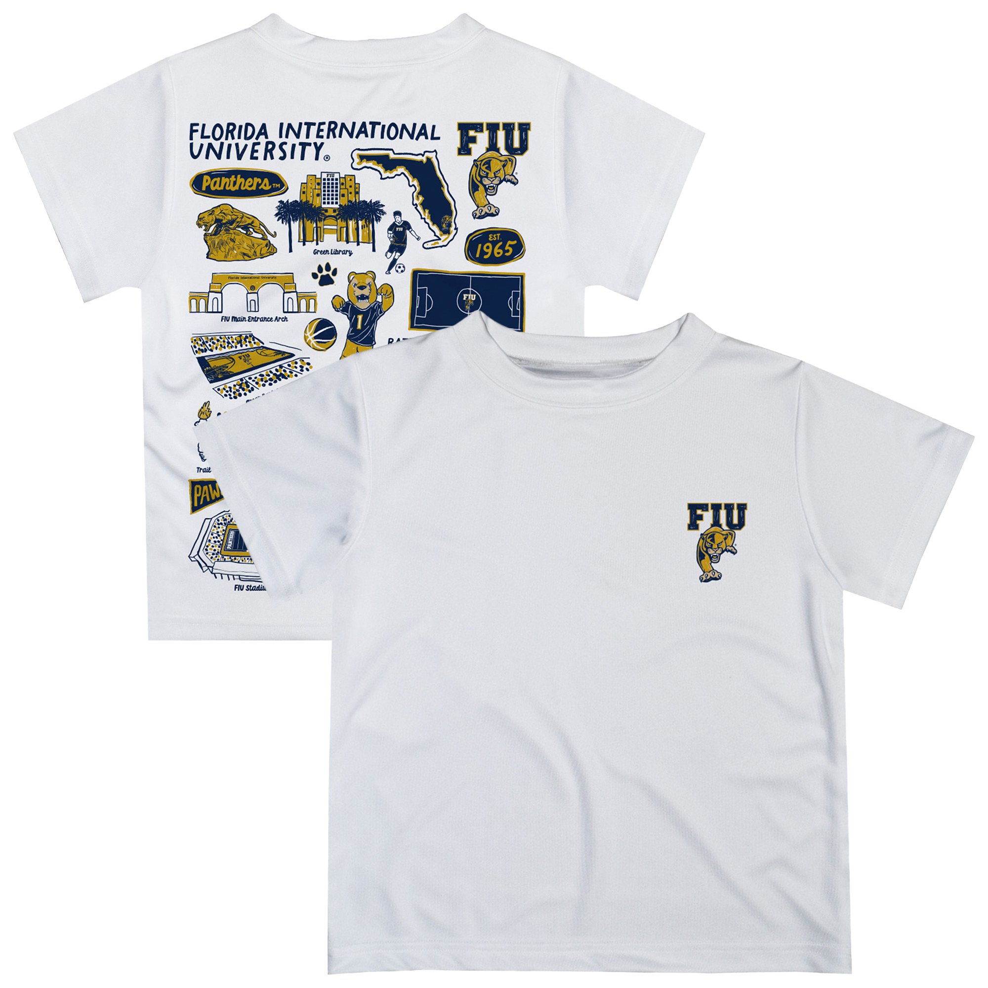Youth Vive La Fete  White FIU Panthers Impressions Artwork T-Shirt