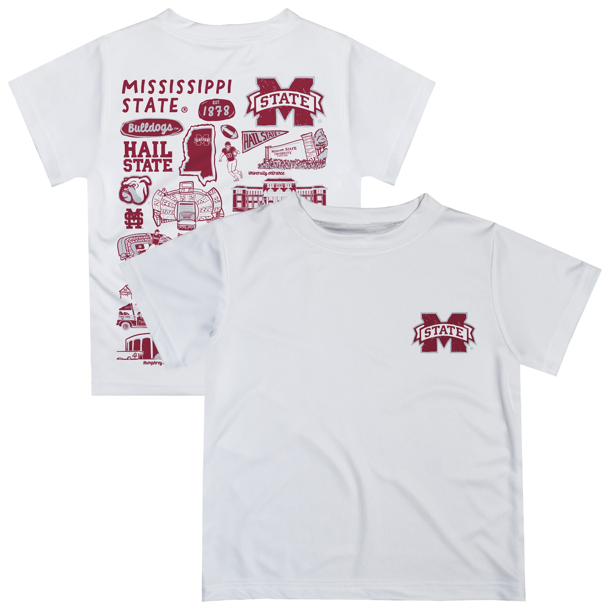 Youth Vive La Fete  White Mississippi State Bulldogs Impressions Artwork T-Shirt