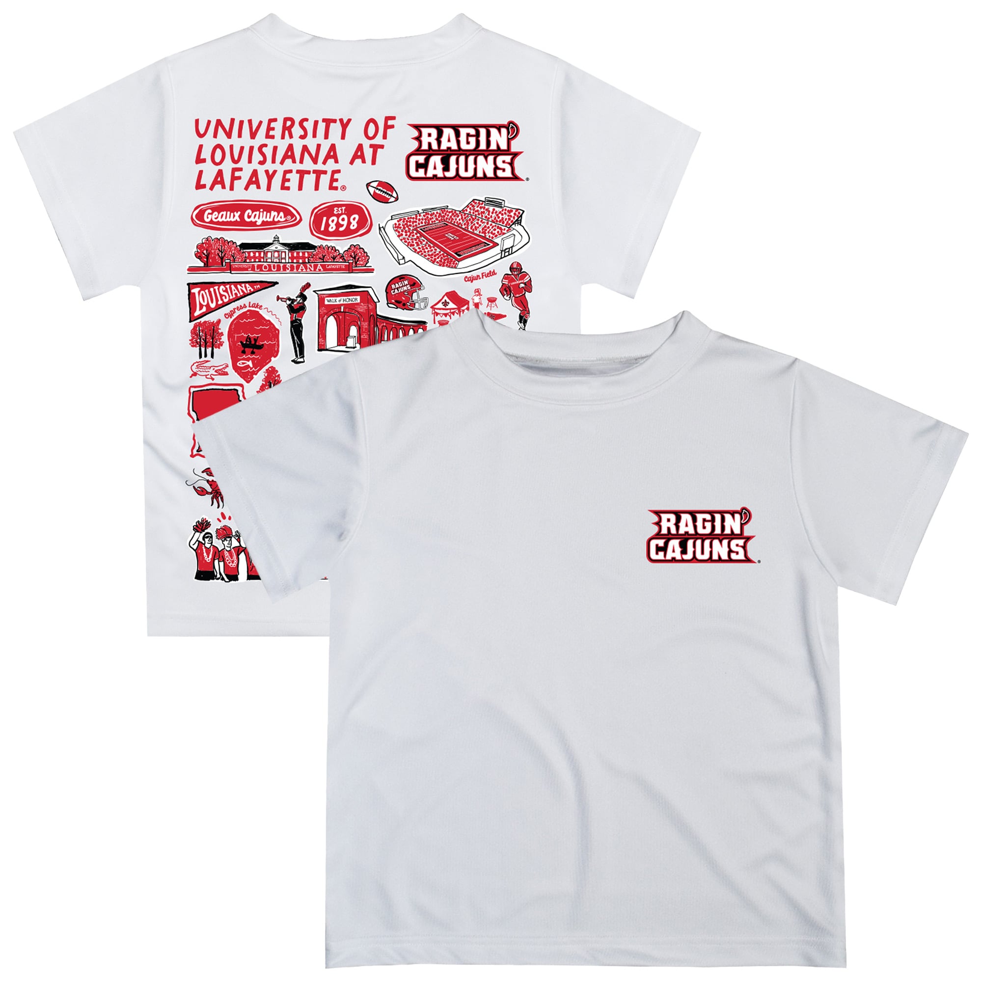 Youth Vive La Fete  White Louisiana Ragin' Cajuns Impressions Artwork T-Shirt