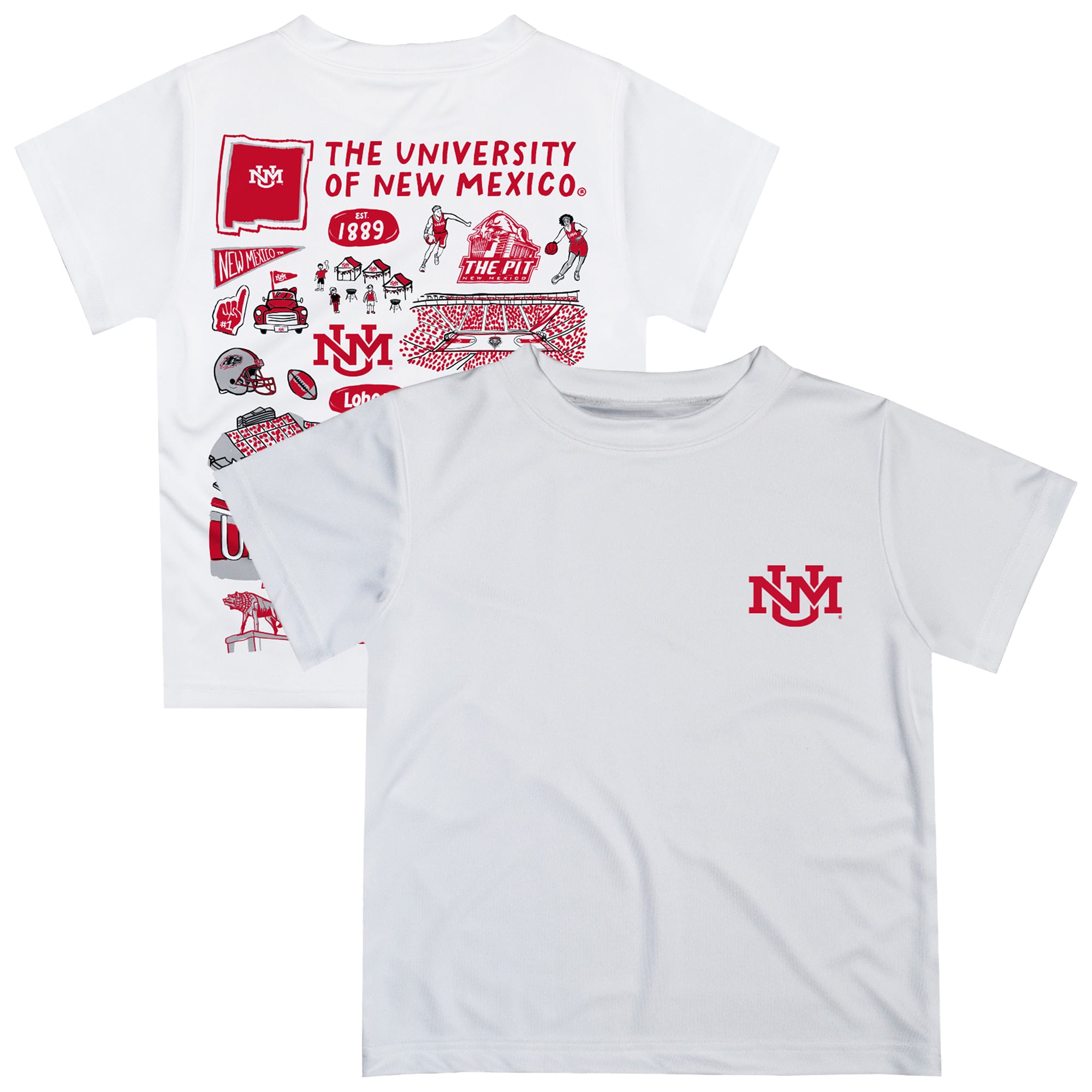 Youth Vive La Fete  White New Mexico Lobos Impressions Artwork T-Shirt
