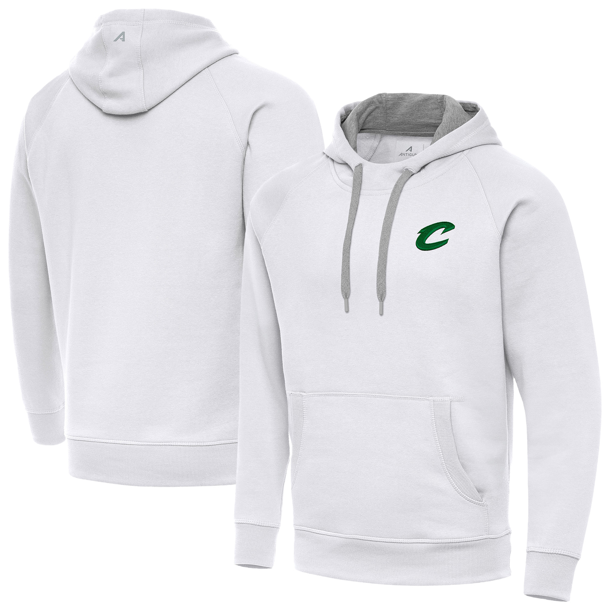 Men's Antigua White Cleveland Cavaliers St. Patrick's Day Victory Raglan Pullover Hoodie