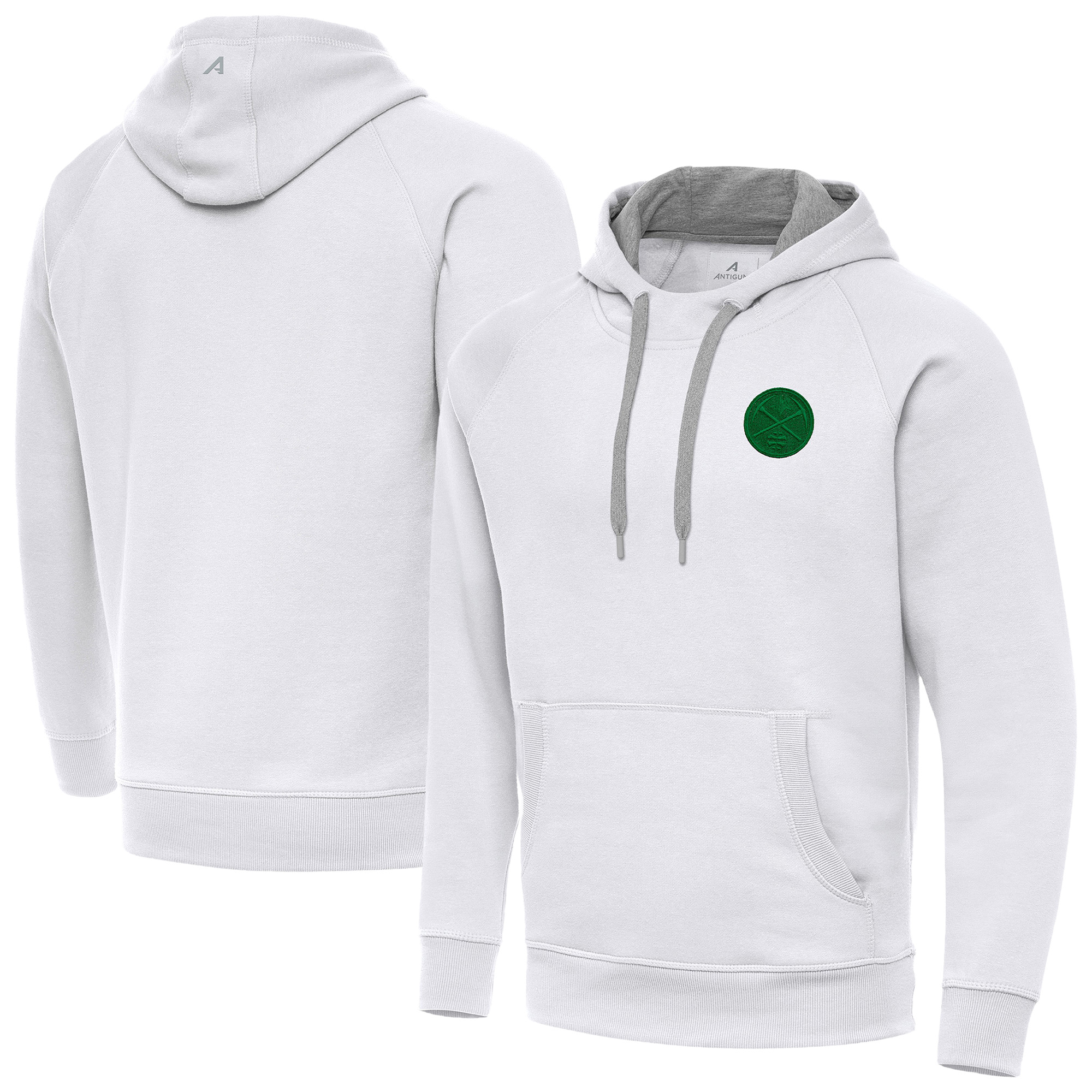 Men’s Antigua White Denver Nuggets St. Patrick’s Day Victory Raglan Pullover Hoodie Men’s Antigua White Denver Nuggets St. Patrick’s Day Victory Raglan Pullover Hoodie