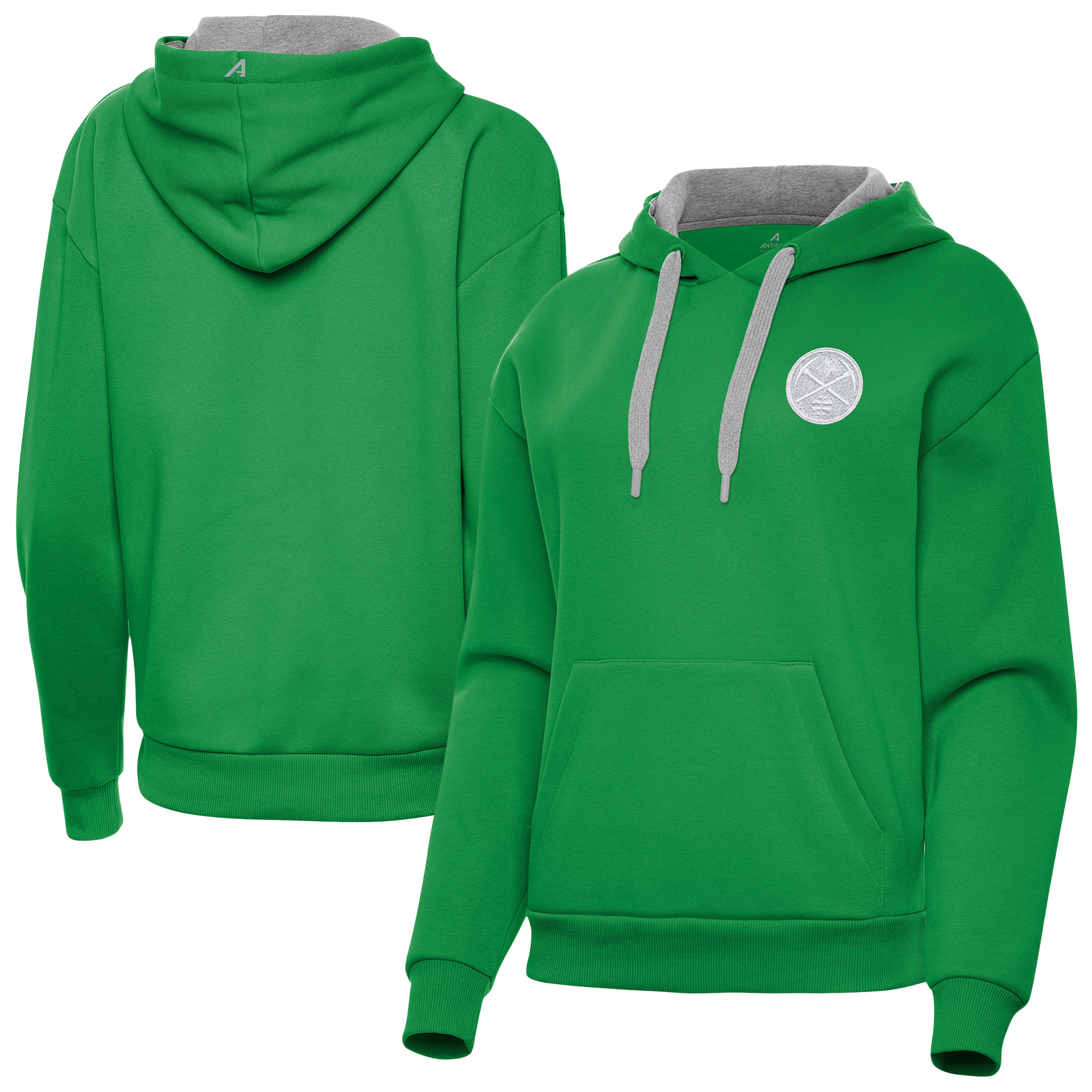 Women's Antigua Kelly Green Denver Nuggets St. Patrick's Day Victory Pullover Hoodie