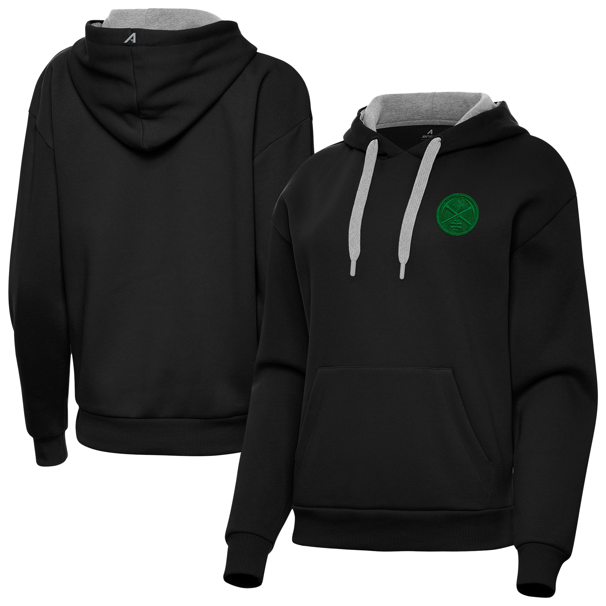Women's Antigua Black Denver Nuggets St. Patrick's Day Victory Pullover Hoodie