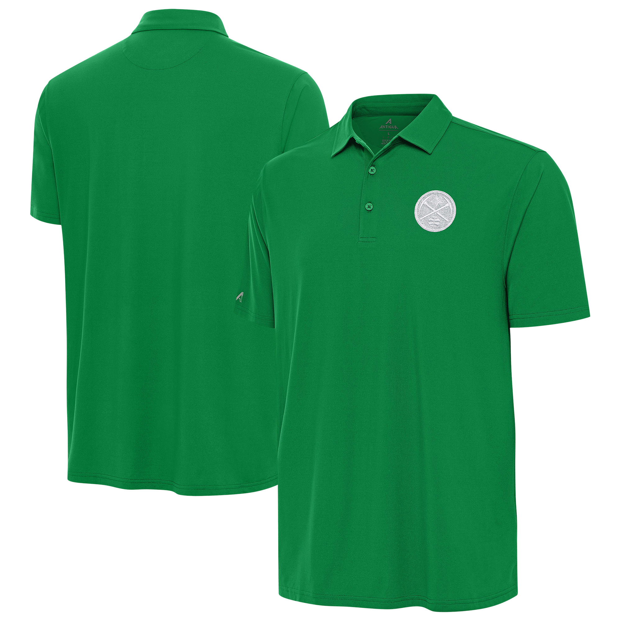Men's Antigua Kelly Green Denver Nuggets St. Patrick's Day Era Polo