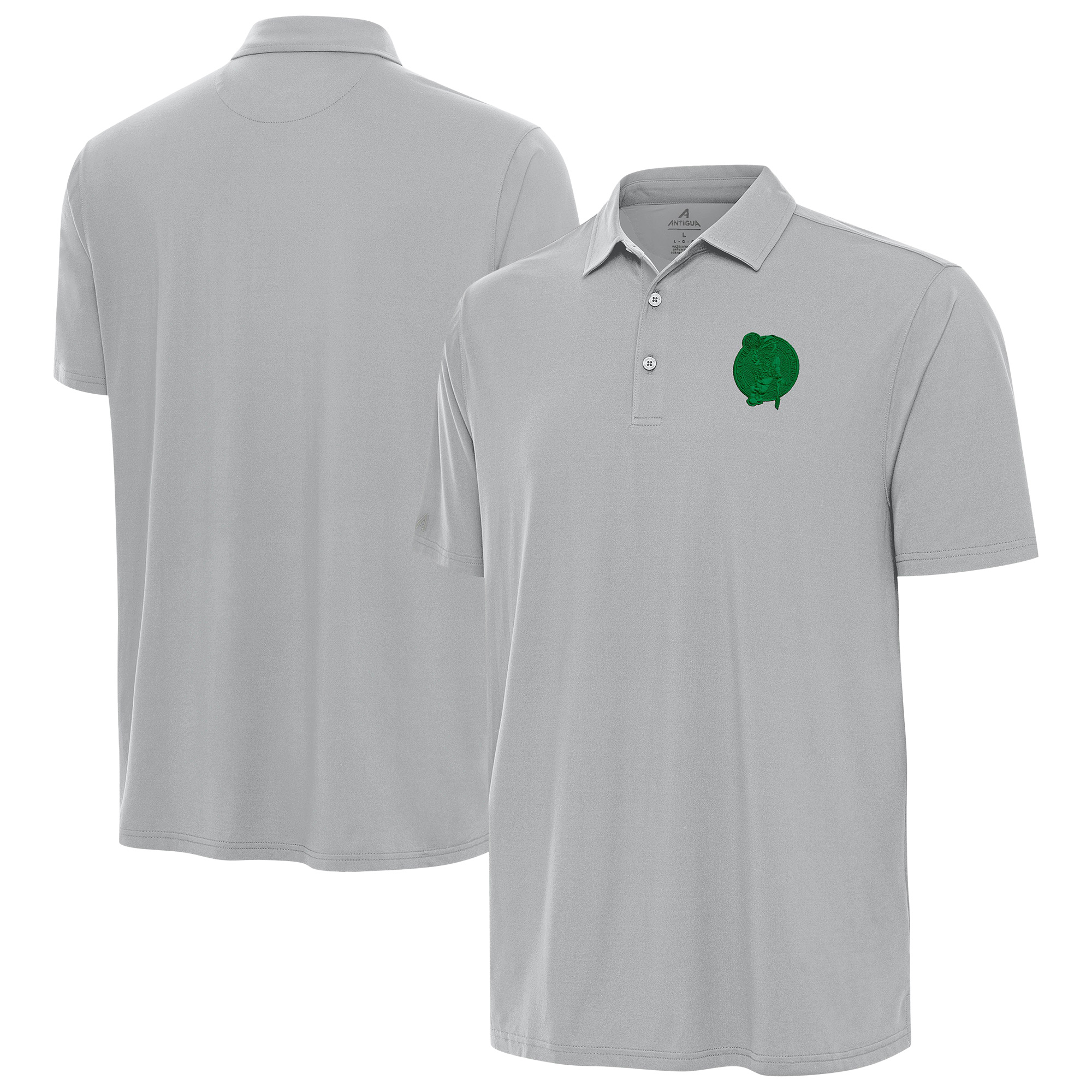 Men's Antigua Gray Boston Celtics St. Patrick's Day Era Polo