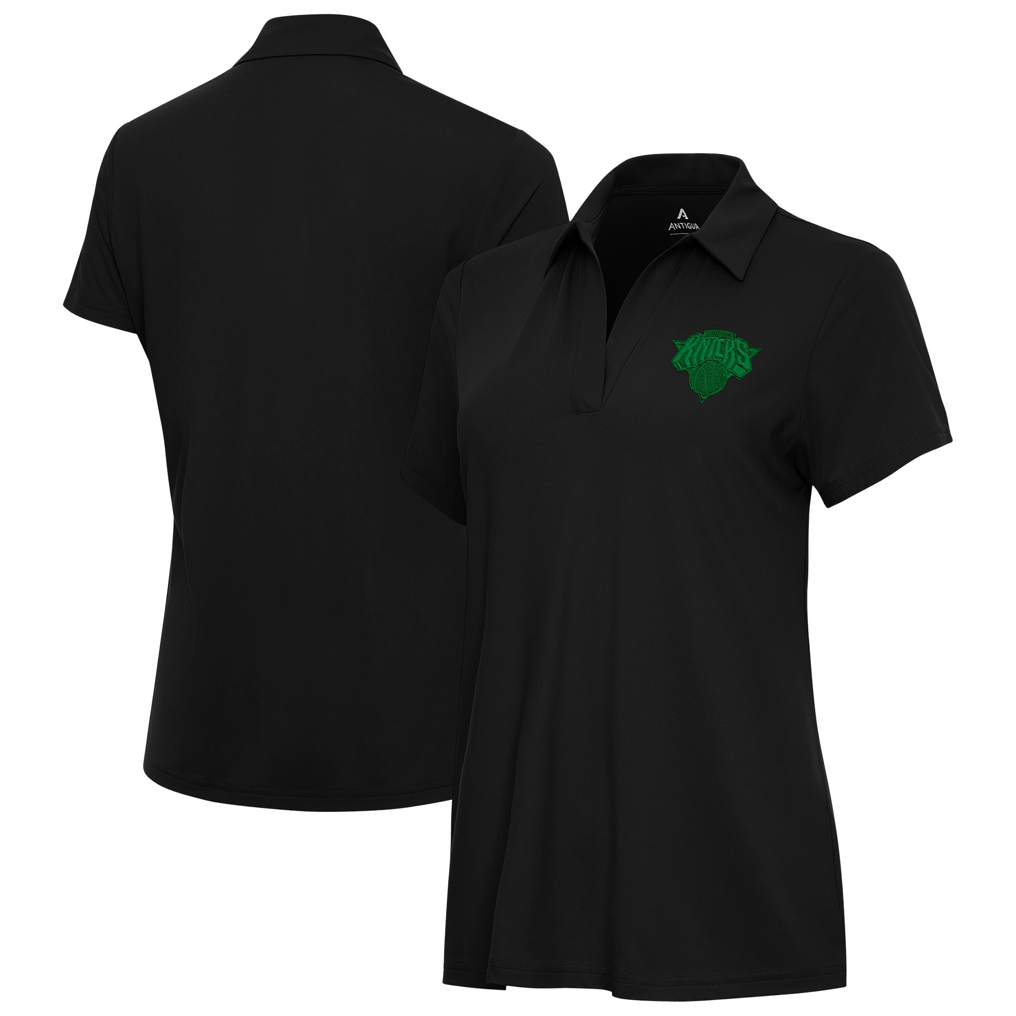 Women's Antigua Black New York Knicks St. Patrick's Day Era Polo