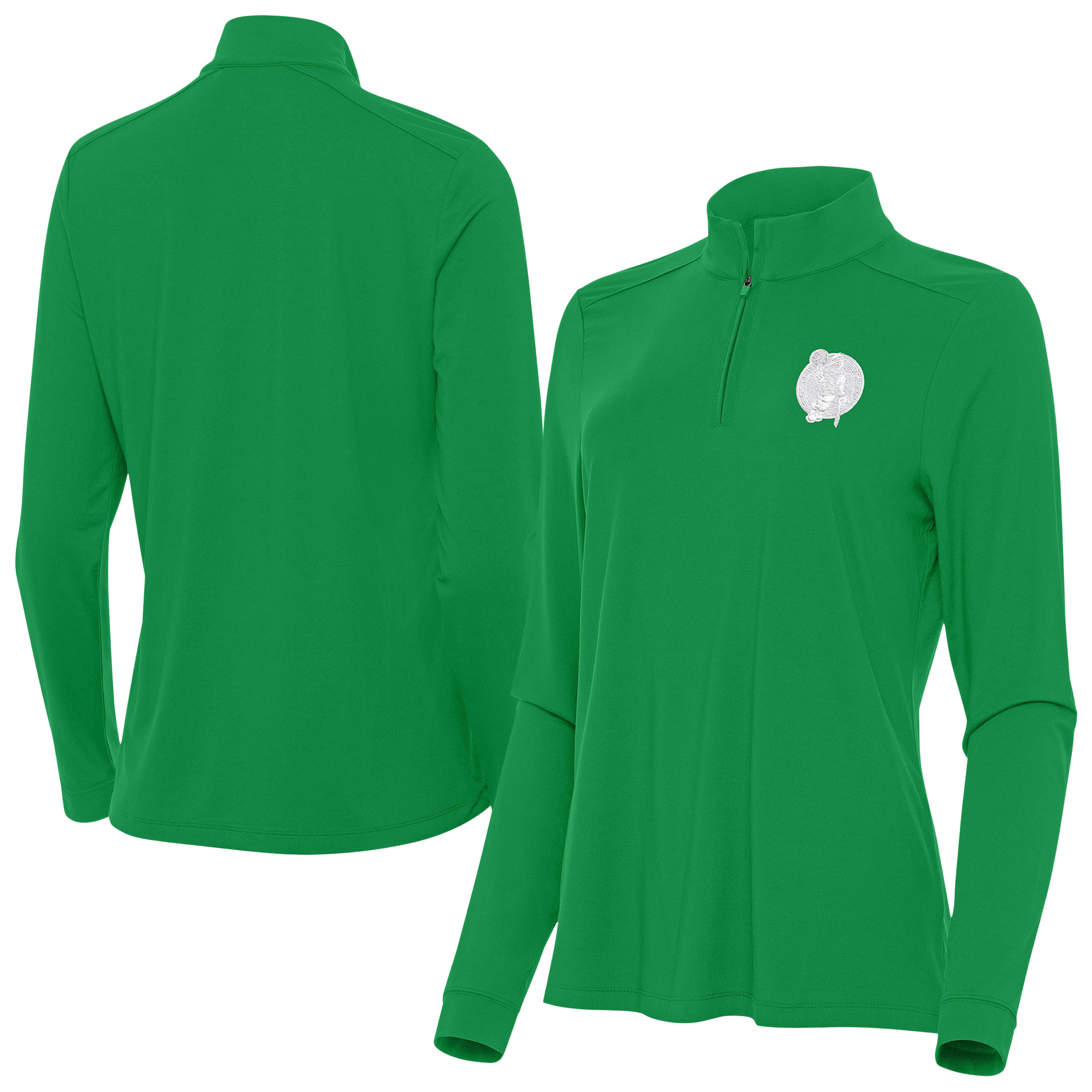 Women's Antigua Kelly Green Boston Celtics St. Patrick's Day Intent Quarter-Zip Top
